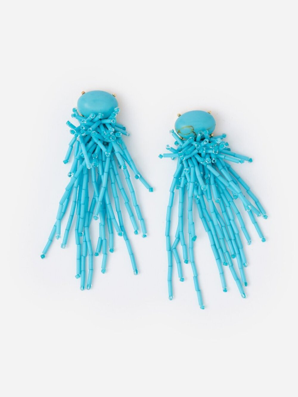 J McLaughlin Beaded Tassel Earrings - Turquoise NEW